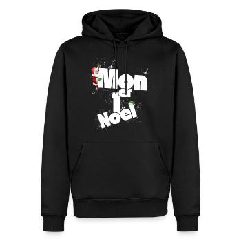 Mon premier Noel - Sweat à capuche Premium bio Homme - noir - Devant - Nico (187cm)