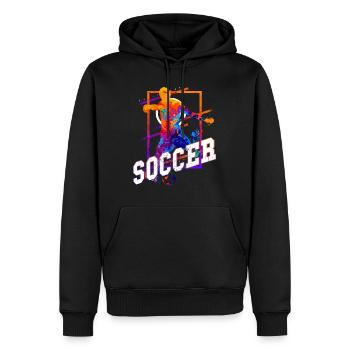 Football, Joueur De Football, Attaquant, Fan Coloré - Sweat à capuche Premium bio Homme - noir - Devant - Nico (187cm)