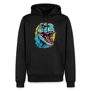 T-Rex Dinosaur Dino Tyrannosaurus Rex Vintage - Men’s Premium Organic Hoodie - black - Front - Nico (187cm)