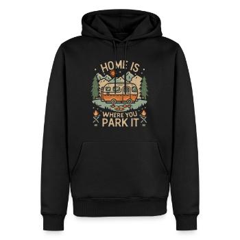Zuhause ist da, wo man es parkt - Männer Premium Bio Hoodie - Schwarz - Vorne - Nico (187cm)