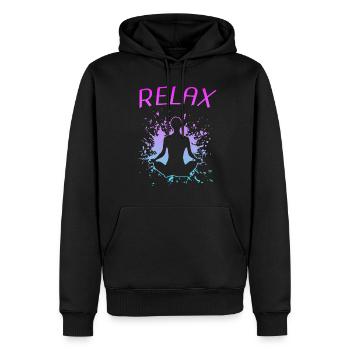 Yoga Yogi Relax Namaste - Männer Premium Bio Hoodie - Schwarz - Vorne - Nico (187cm)