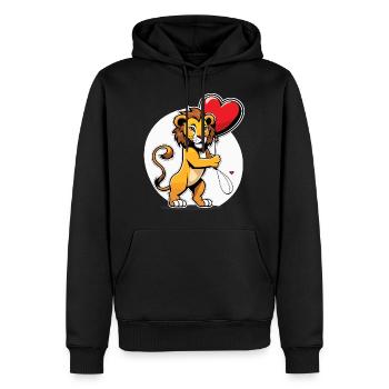 Löwe Herz - Valentinstag - Männer Premium Bio Hoodie - Schwarz - Vorne - Nico (187cm)