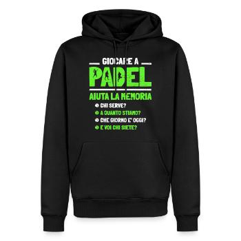 Das Spielen von Padel hilft beim Padel-Gedächtnisspaß - Männer Premium Bio Hoodie - Schwarz - Vorne - Nico (187cm)