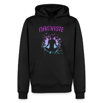 Inhale Exhale Yoga Meditation Namaste - Männer Premium Bio Hoodie - Schwarz - Vorne - Nico (187cm)