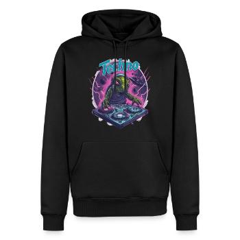 Techno Alien DJ Schildkröte - Rave Dancefloor Rav - Männer Premium Bio Hoodie - Schwarz - Vorne - Nico (187cm)