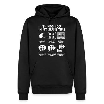 Dinge, die ich in meiner Freizeit mache: Sammeln von Steinen - Männer Premium Bio Hoodie - Schwarz - Vorne - Nico (187cm)