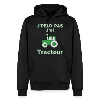 J'Peux pas j'ai tracteur - Sweat à capuche Premium bio Homme - noir - Devant - Nico (187cm)