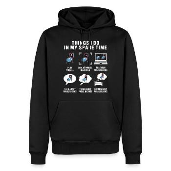 Ce que je fais pendant mon temps libre Joueur de flipper - Sweat à capuche Premium bio Homme - noir - Devant - Nico (187cm)