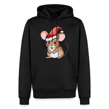 Dessin de Noël Souris - Sweat à capuche Premium bio Homme - noir - Devant - Nico (187cm)