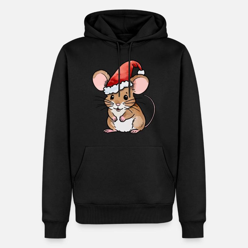 Dessin de Noël Souris - Sweat à capuche Premium bio Homme - noir