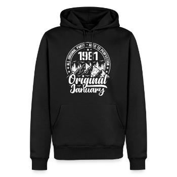 Januar 1981 Original Geschenk zum 43-jährigen Jubiläum - Männer Premium Bio Hoodie - Schwarz - Vorne - Nico (187cm)