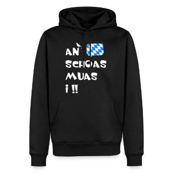 An Schoas muas i - Männer Premium Bio Hoodie - Schwarz - Vorne - Nico (187cm)