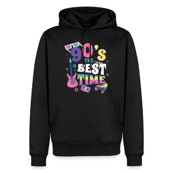 90er Jahre 90s Retro Geschenk - Männer Premium Bio Hoodie - Schwarz - Vorne - Nico (187cm)