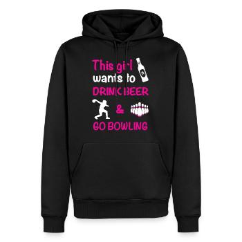 Bowling Beer Drinking - Men’s Premium Organic Hoodie - black - Front - Nico (187cm)
