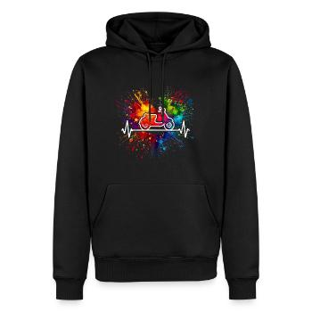 Roller Herzschlag Farbspritzer - Männer Premium Bio Hoodie - Schwarz - Vorne - Nico (187cm)