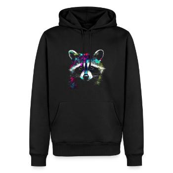 Raton laveur Forêt animale Coloré - Sweat à capuche Premium bio Homme - noir - Devant - Nico (187cm)