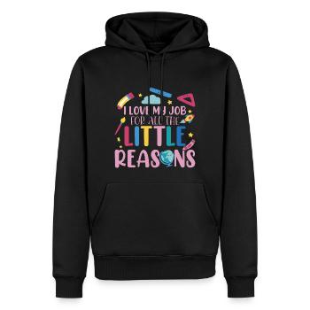 Ich liebe meinen Job aus all den kleinen Gründen - Männer Premium Bio Hoodie - Schwarz - Vorne - Nico (187cm)