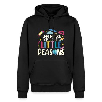J’aime mon travail pour toutes les petites raisons - Sweat à capuche Premium bio Homme - noir - Devant - Nico (187cm)