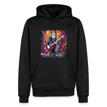 Cat Musicien E Guitare Smell N Roll Music Animal - Sweat à capuche Premium bio Homme - noir - Devant - Nico (187cm)