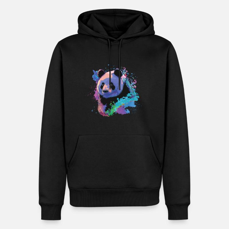 Panda - Männer Premium Bio Hoodie - Schwarz