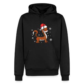 Noël belette - Sweat à capuche Premium bio Homme - noir - Devant - Nico (187cm)