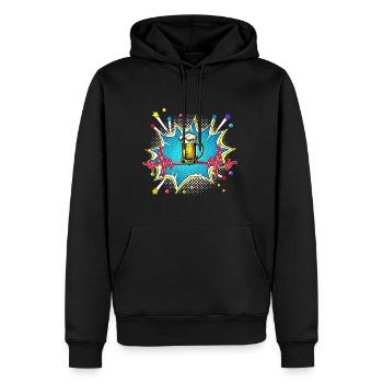 Bier Pop Art Comic Retro Herzschlag - Männer Premium Bio Hoodie - Schwarz - Vorne - Nico (187cm)