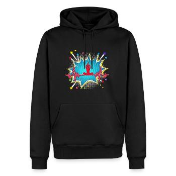Fußball Pop Art Comic Retro Herzschlag - Männer Premium Bio Hoodie - Schwarz - Vorne - Nico (187cm)