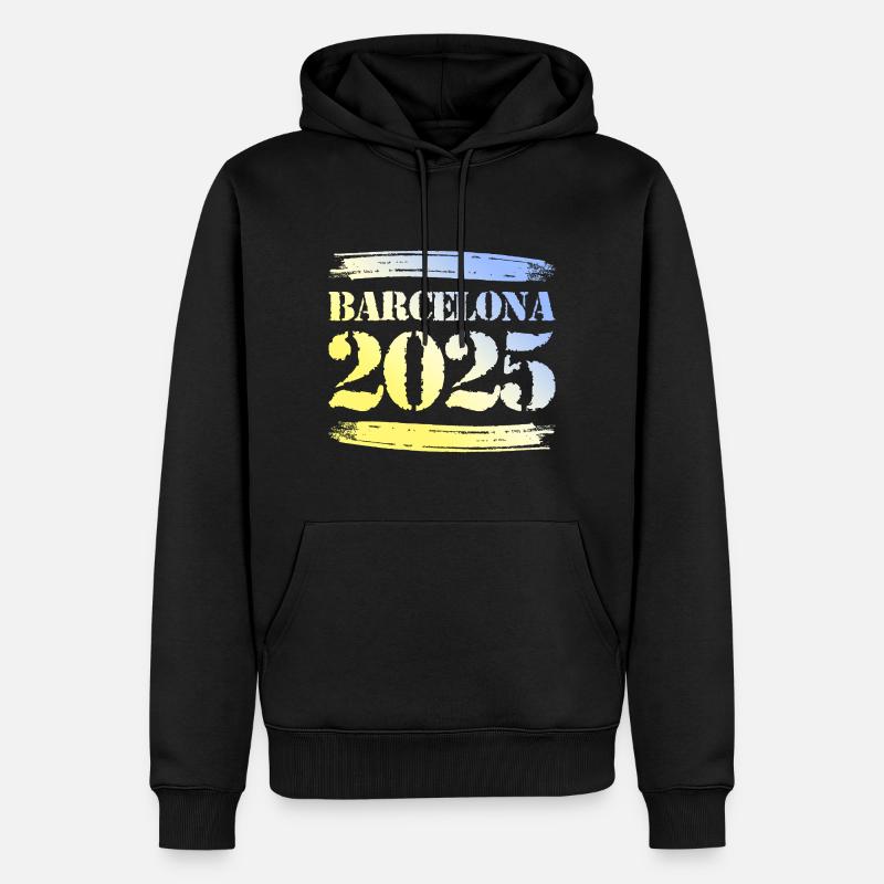 Barcelone 2025 - Sweat à capuche Premium bio Homme - noir