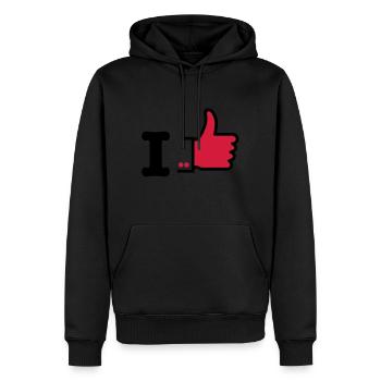 I like deluxe - Männer Premium Bio Hoodie - Schwarz - Vorne - Nico (187cm)