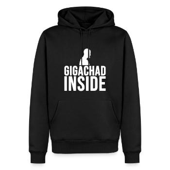 Gigachad inside (blanc) - Sweat à capuche Premium bio Homme - noir - Devant - Nico (187cm)