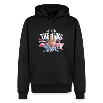 Dieu sauve le roi Charles III - Sweat à capuche Premium bio Homme - noir - Devant - Nico (187cm)