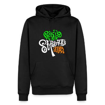 trèfle Saint Patrick design unique Saint Patrick - Sweat à capuche Premium bio Homme - noir - Devant - Nico (187cm)