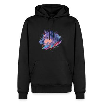 Wolf Splash - Men’s Premium Organic Hoodie - black - Front - Nico (187cm)