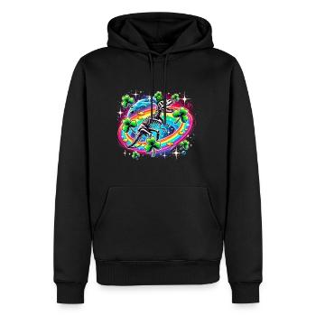 Dino St. Patrick's Day Skelett Kleeblatt - Männer Premium Bio Hoodie - Schwarz - Vorne - Nico (187cm)