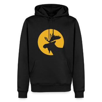 Elch Rentier Mond Silhouette Geschenk - Männer Premium Bio Hoodie - Schwarz - Vorne - Nico (187cm)