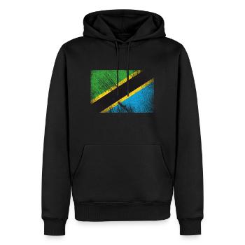 Drapeau de la Tanzanie - Grunge vintage - Sweat à capuche Premium bio Homme - noir - Devant - Nico (187cm)