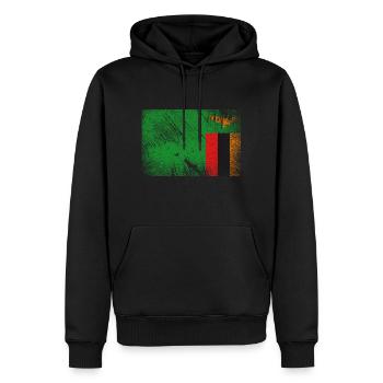 Drapeau de Zambie - Grunge Vintage - Sweat à capuche Premium bio Homme - noir - Devant - Nico (187cm)