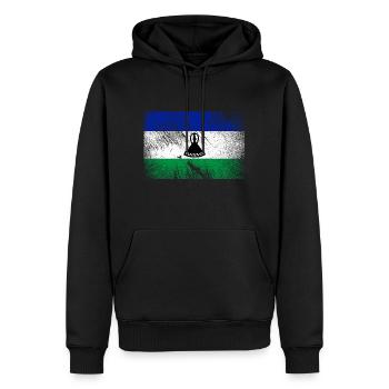 Drapeau du Lesotho - Grunge vintage - Sweat à capuche Premium bio Homme - noir - Devant - Nico (187cm)
