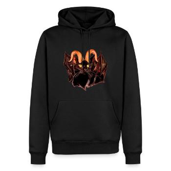 Chat démon - Chat noir - Sweat à capuche Premium bio Homme - noir - Devant - Nico (187cm)