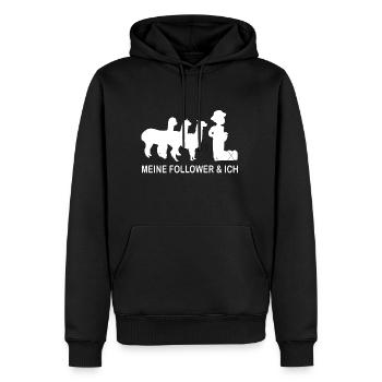 Meine Follower und ich Alpaka Männer weiss - Männer Premium Bio Hoodie - Schwarz - Vorne - Nico (187cm)