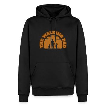 Le père qui marche 2 fils Brown - Sweat à capuche Premium bio Homme - noir - Devant - Nico (187cm)