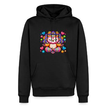 Meditierende Eule Mandala Yoga Meditation - Männer Premium Bio Hoodie - Schwarz - Vorne - Nico (187cm)