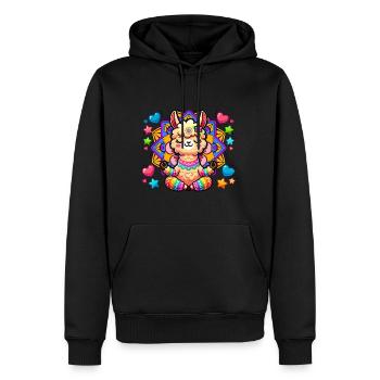 Meditierendes Lama Mandala Yoga Meditation - Männer Premium Bio Hoodie - Schwarz - Vorne - Nico (187cm)