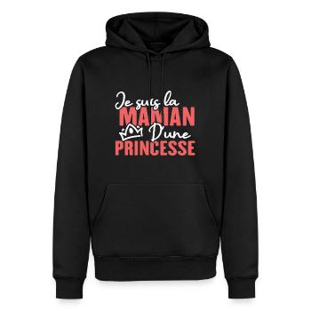 Je suis la maman d une princesse - Sweat à capuche Premium bio Homme - noir - Devant - Nico (187cm)
