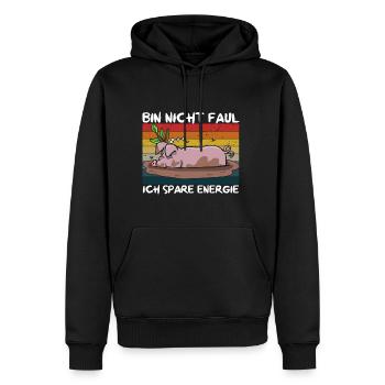 Bin Nicht Faul Ich Spare Energie Hängebauchschwein - Männer Premium Bio Hoodie - Schwarz - Vorne - Nico (187cm)