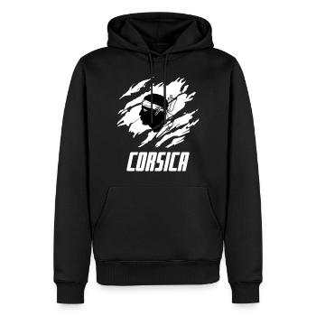 Drapeau Corse - Sweat à capuche Premium bio Homme - noir - Devant - Nico (187cm)