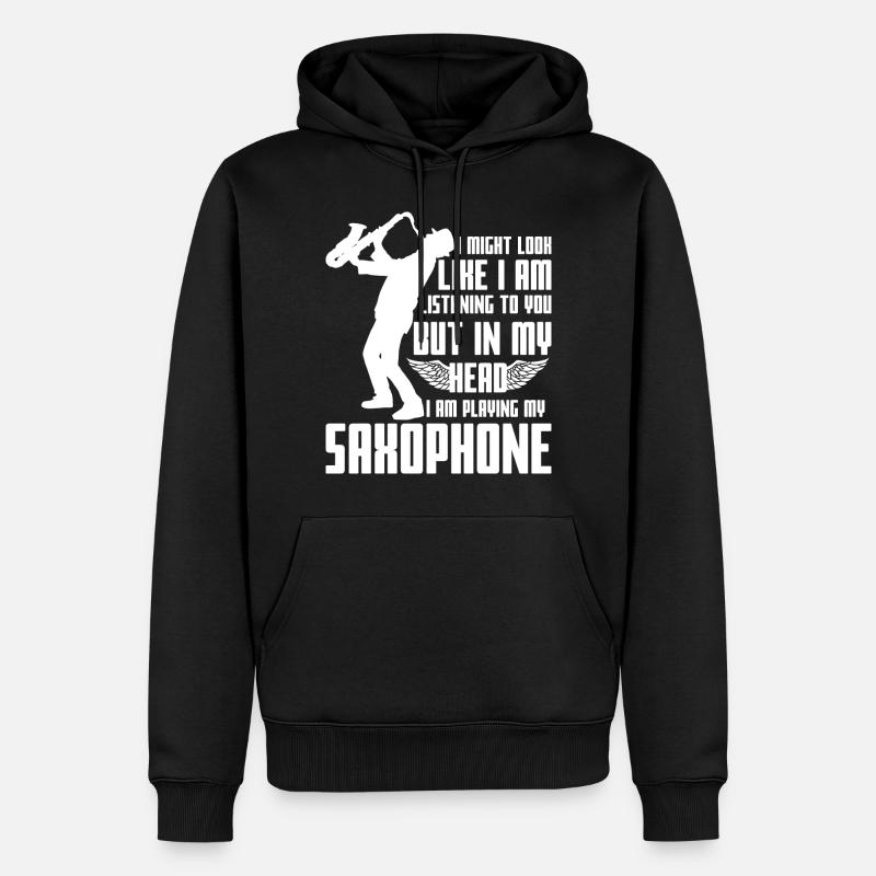Saxophon Spruch - Männer Premium Bio Hoodie - Schwarz