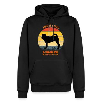 Life Is Good A Shar Pei Makes It Better - Männer Premium Bio Hoodie - Schwarz - Vorne - Nico (187cm)