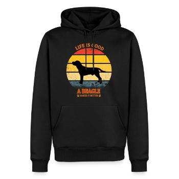 Life Is Good A Beagle Makes It Better - Männer Premium Bio Hoodie - Schwarz - Vorne - Nico (187cm)
