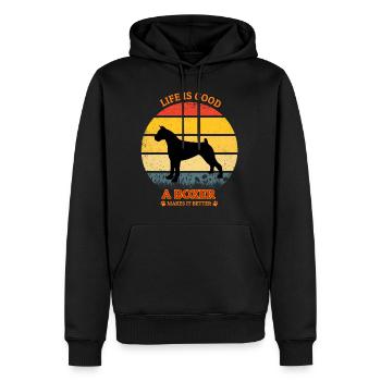 Life Is Good A Boxer Makes It Better - Männer Premium Bio Hoodie - Schwarz - Vorne - Nico (187cm)